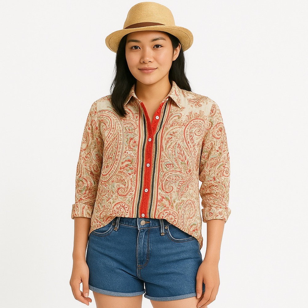 NOT AVAILABLE: Cino Paisley Crinkle Button Down Shirt